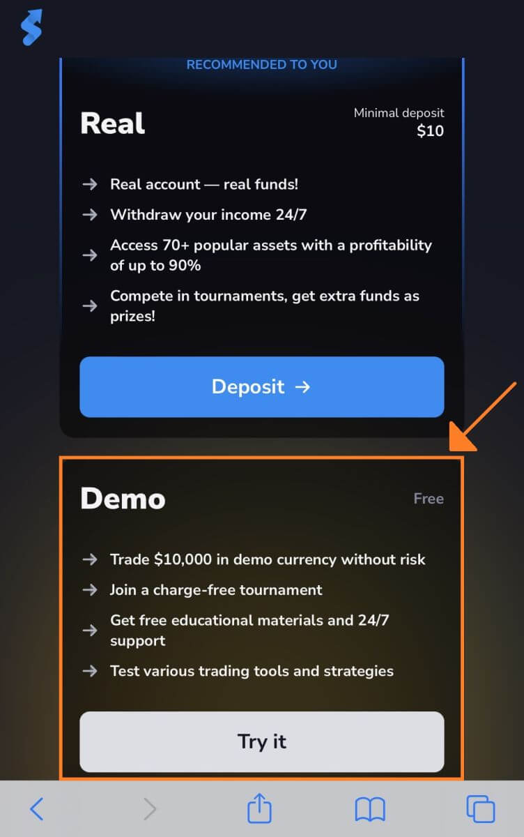 Registre-se e comece a negociar com uma conta demo no Stockity Registre-se e comece a negociar com uma conta demo no Stockity